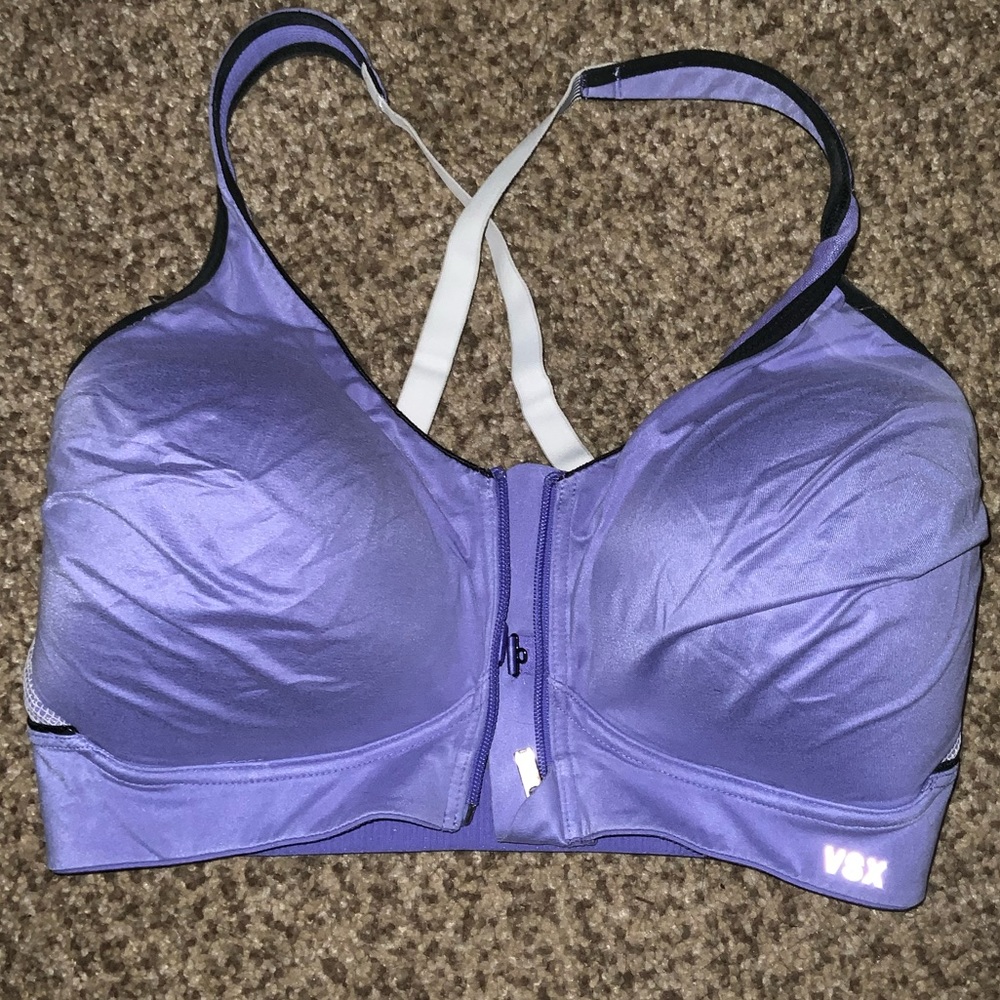 Victoria’s Secret VSX Sport Knockout Zip Front Sports Bra 34DD Push up Gym